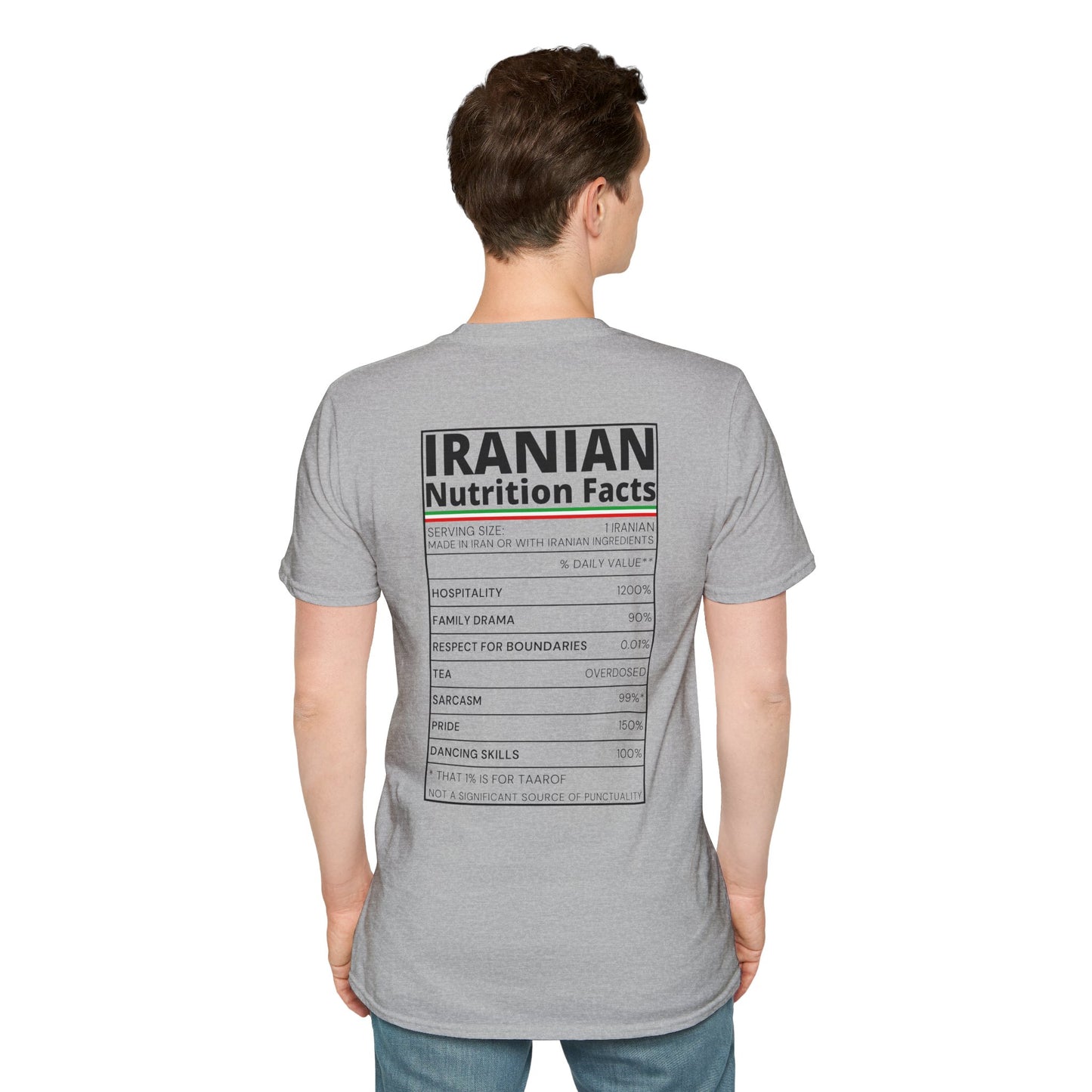 Iranian Nutrition Facts - Back Print Unisex T-Shirt