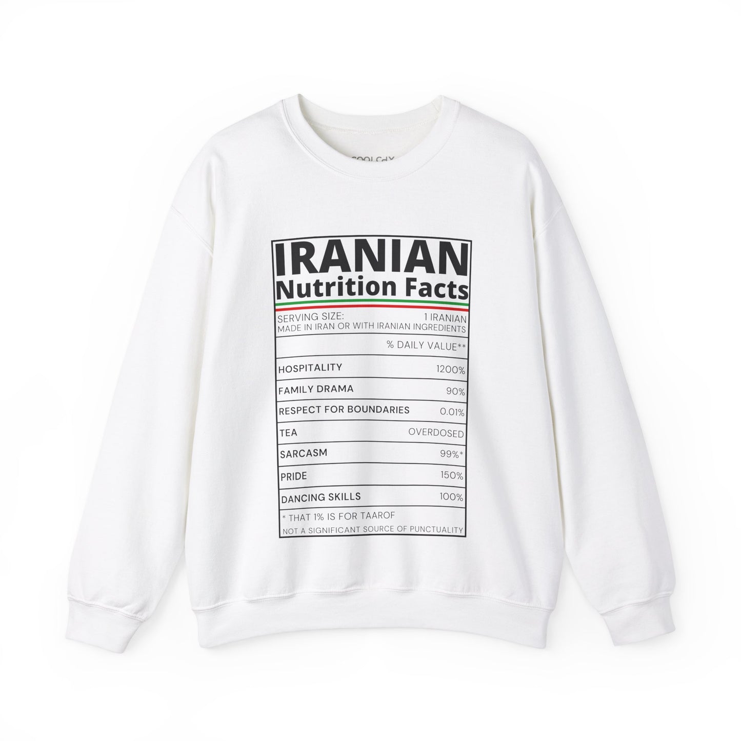 Iranian Nutrition Facts Sweatshirt