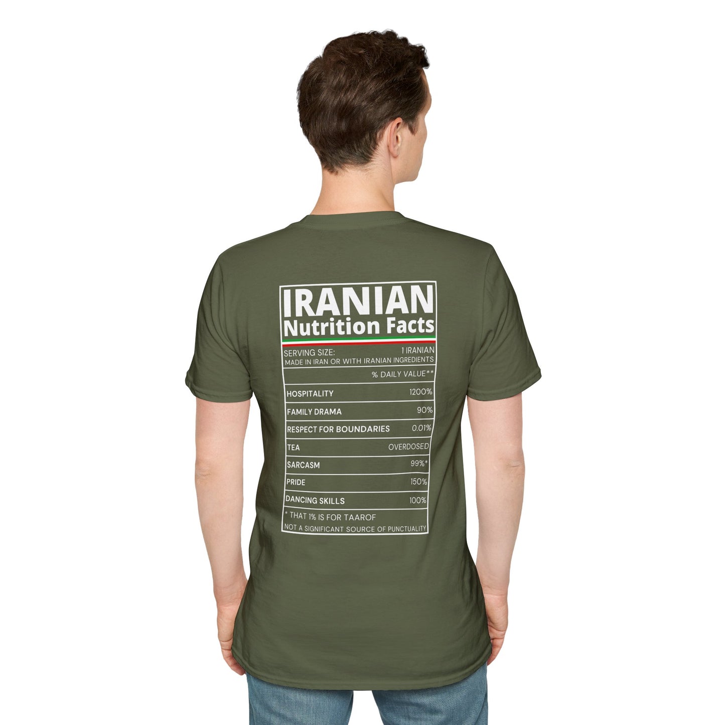 Iranian Nutrition Facts - Back Print Unisex T-Shirt