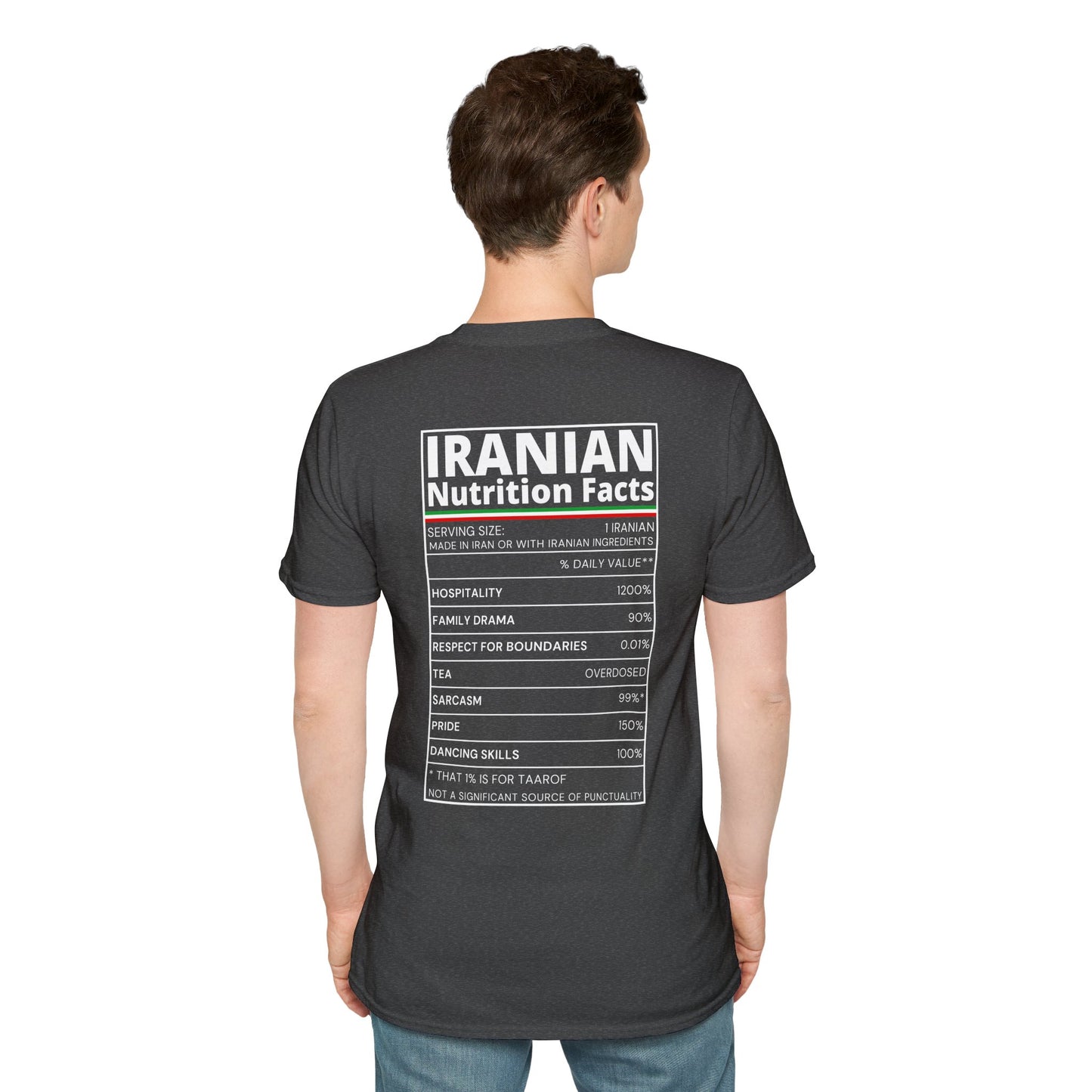 Iranian Nutrition Facts - Back Print Unisex T-Shirt