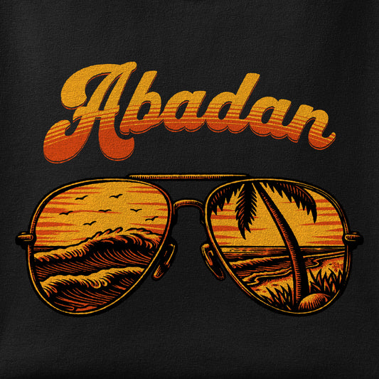 Close-up of the Abadan Sunglasses print showing ink detail on the fabric