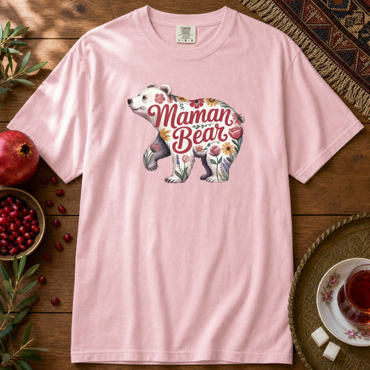 Maman Bear Floral Premium Tee - Blossom