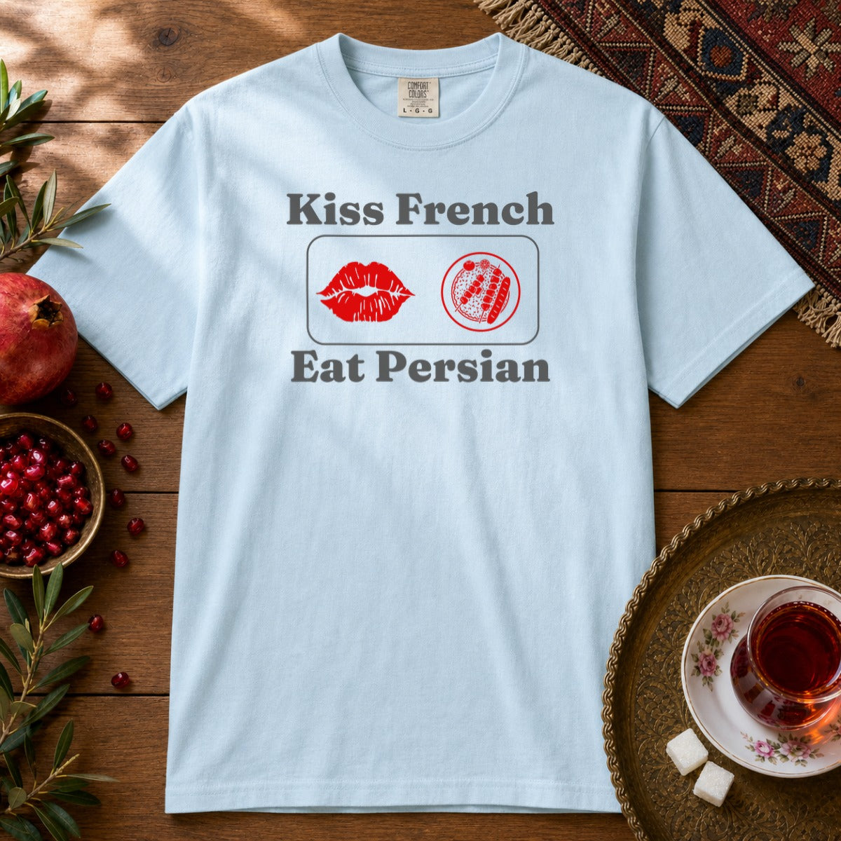 Kiss French Eat Persian Nowruz Premium Tee - Chambray