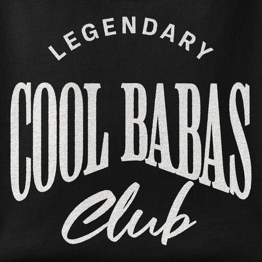 Close-up of the Cool Babas Club print showing ink detail on the fabric