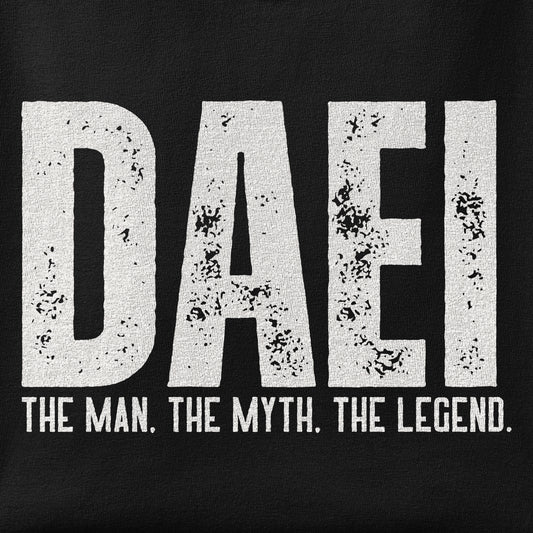 Close-up of the Daei, the myth print showing ink detail on the fabric