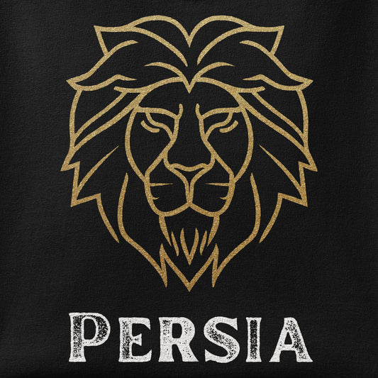 Close-up of the Golden Lion Persia print showing ink detail on the fabric