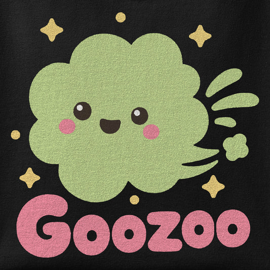 Close-up of the Goozoo II print showing ink detail on the fabric