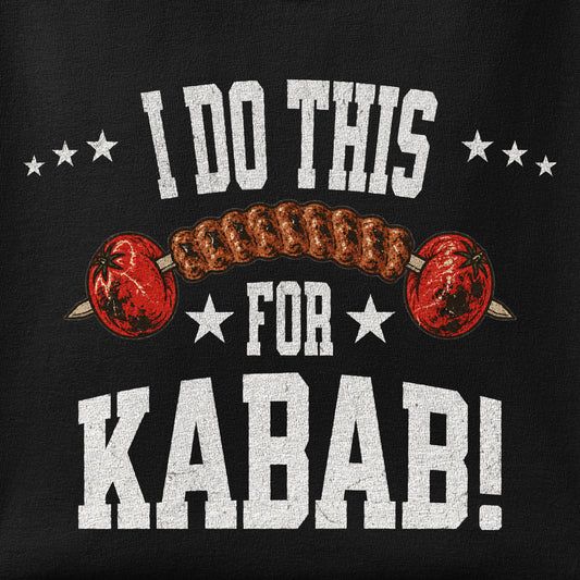 Close-up of the I Do This for Kabab print showing ink detail on the fabric
