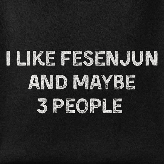 Close-up of the I Like Fesenjun print showing ink detail on the fabric