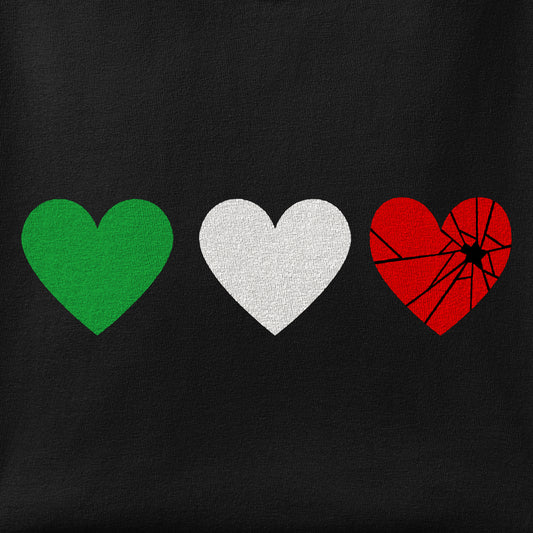 Close-up of the Iran Shattered Heart print showing ink detail on the fabric