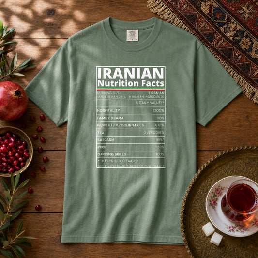 Iranian Nutrition Facts Premium Tee - Light Green