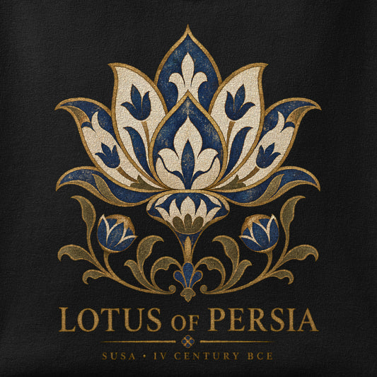 Close-up of the Lotus of Persia print showing ink detail on the fabric