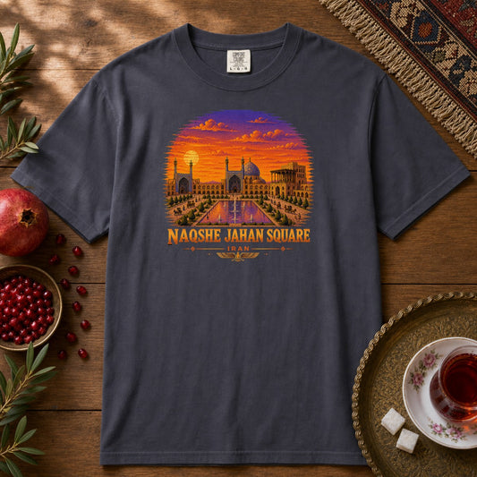 Naqshe Jahan Square - Pixel Art Premium Tee - Navy
