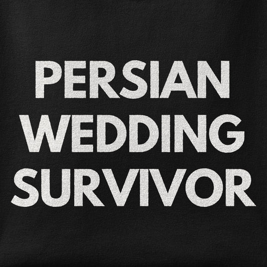 Close-up of the Persian Wedding Survivor print showing ink detail on the fabric