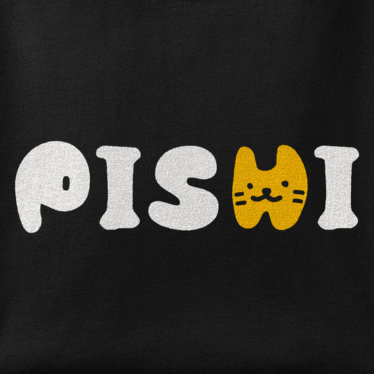 Close-up of the Pishi Type print showing ink detail on the fabric