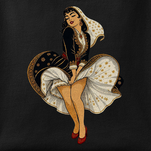 Close-up of the Qajari Merlin print showing ink detail on the fabric