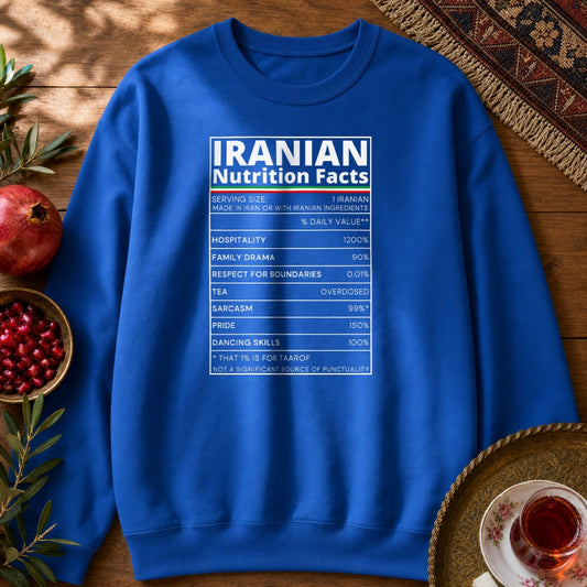 Iranian Nutrition Facts Sweatshirt - Royal