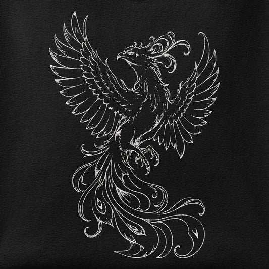 Close-up of the Simorgh print showing ink detail on the fabric
