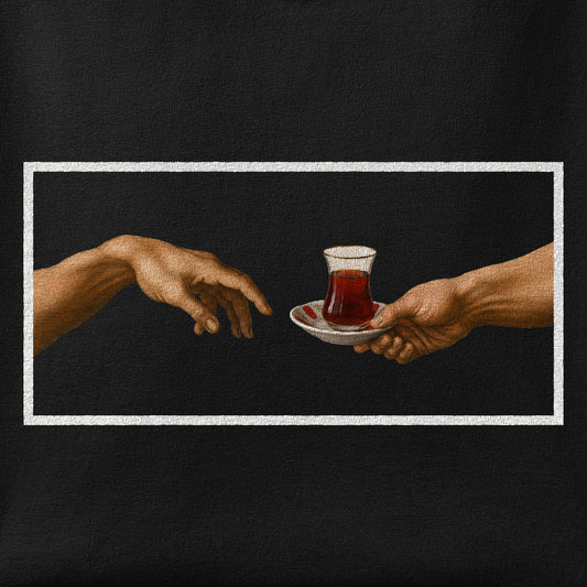 Close-up of the The Creation of Chayee print showing ink detail on the fabric