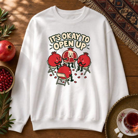 It's Okay to Open Up Sweatshirt - White