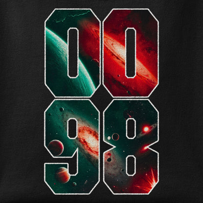 Close-up of the 0098 Galaxy print showing ink detail on the fabric