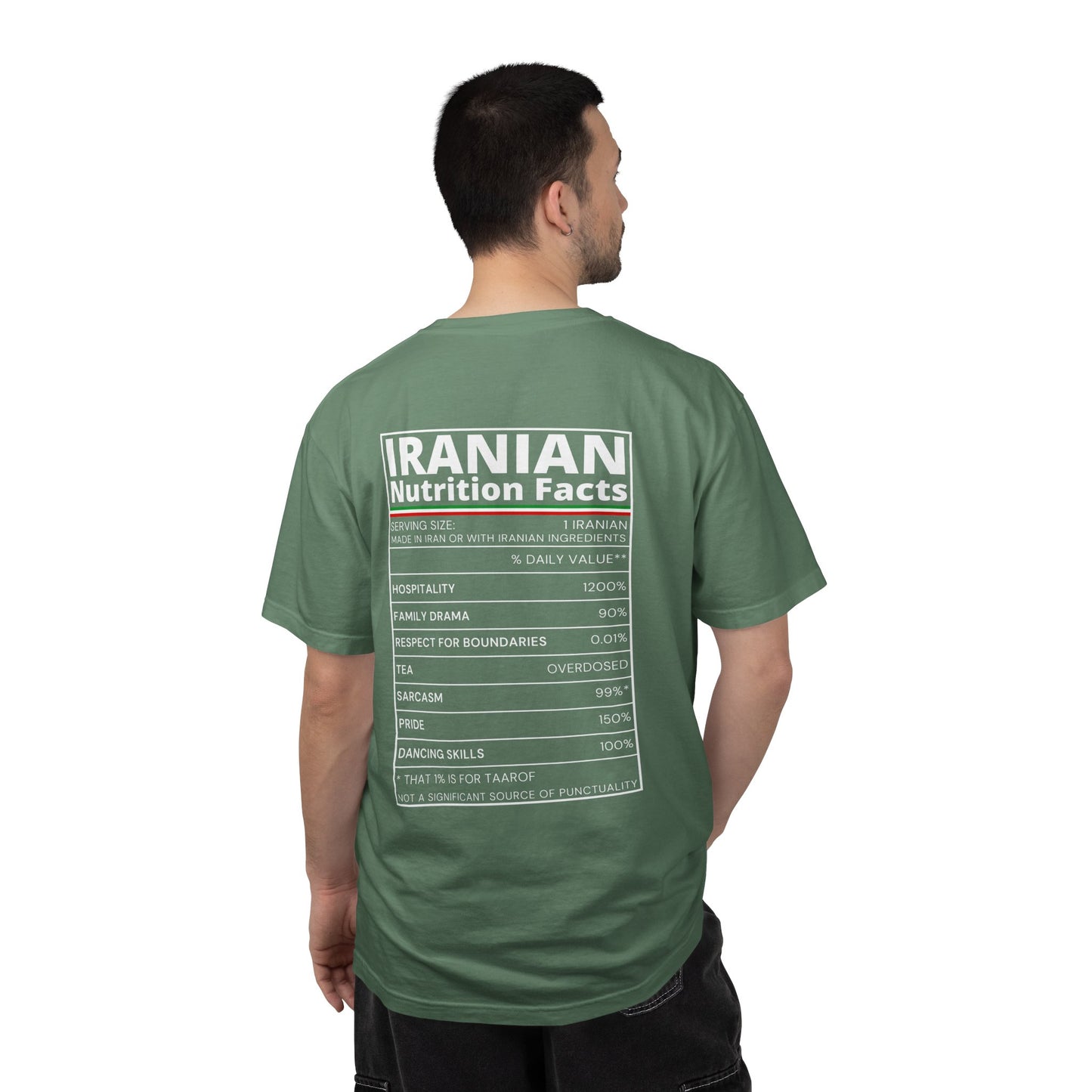 Iranian Nutrition Facts Premium Tee - Back Print