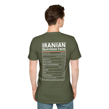 Iranian Nutrition Facts - Back Print Unisex T-Shirt