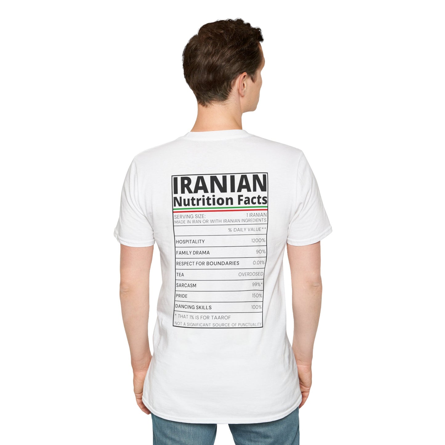 Iranian Nutrition Facts - Back Print Unisex T-Shirt