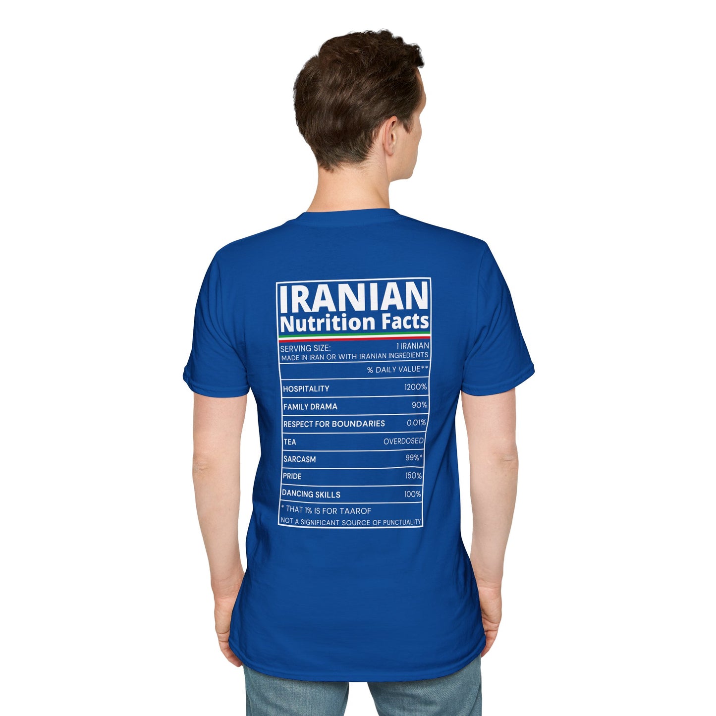 Iranian Nutrition Facts - Back Print Unisex T-Shirt