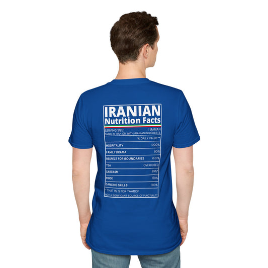 Iranian Nutrition Facts - Back Print Unisex T-Shirt