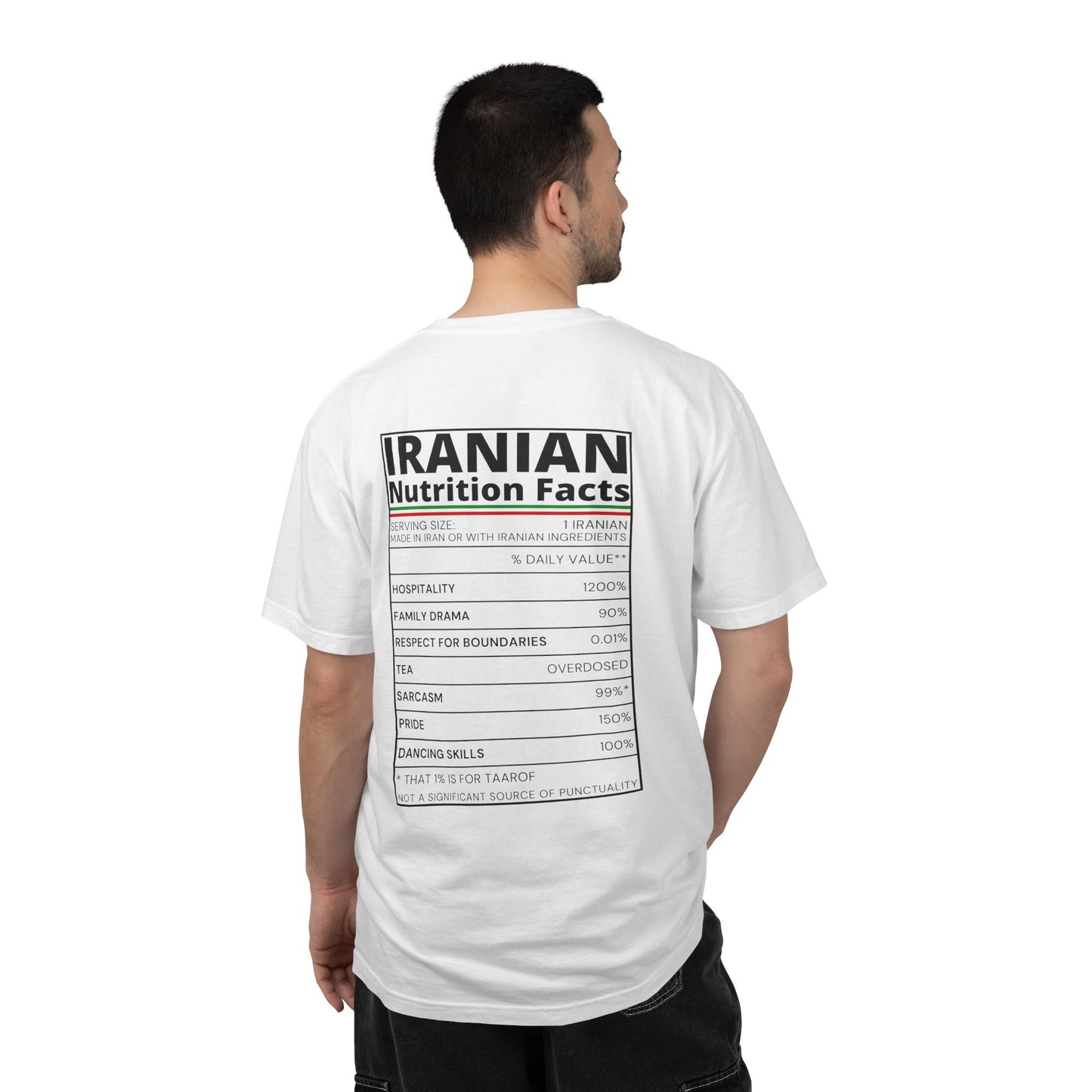 Iranian Nutrition Facts Premium Tee - Back Print