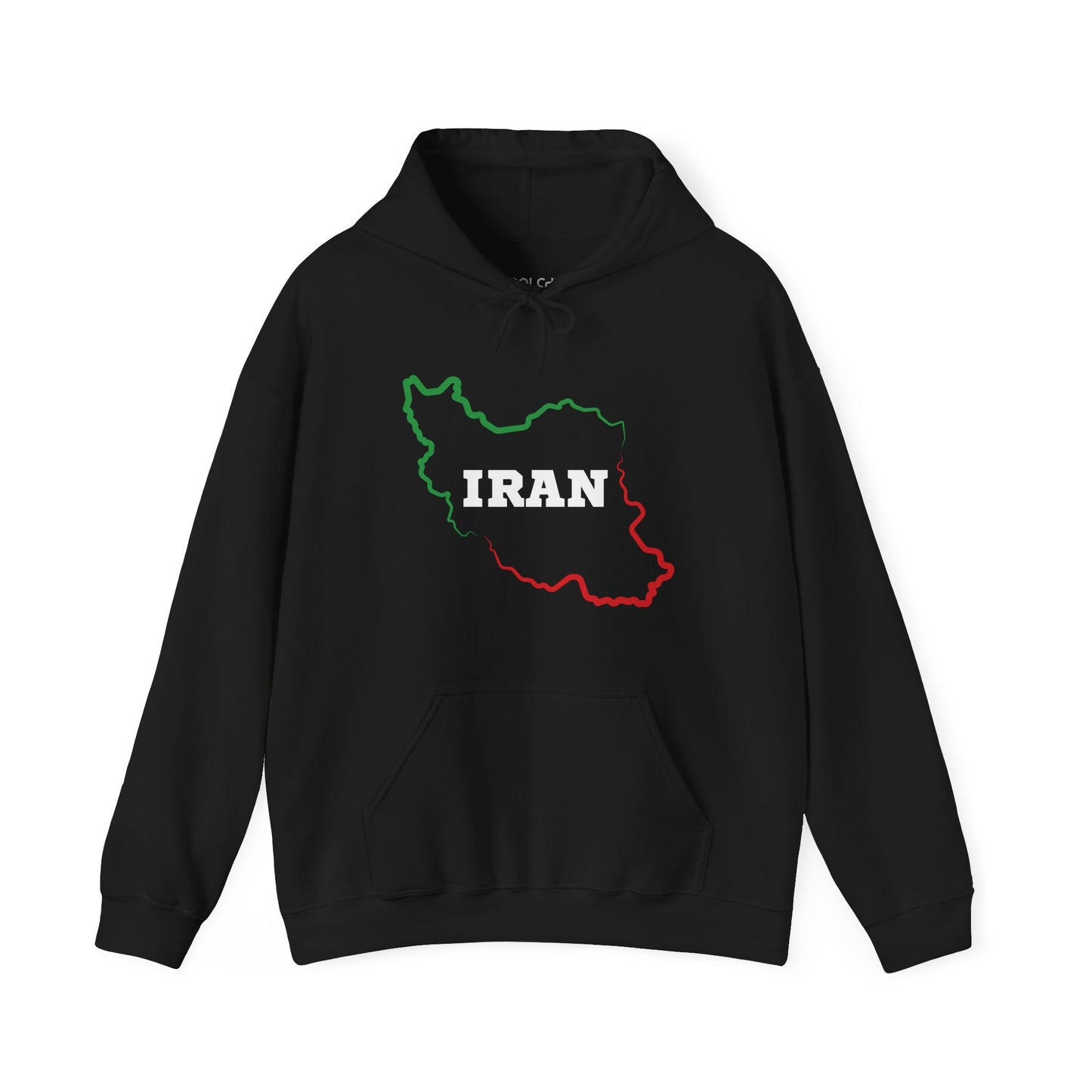 Iran Map - Flag Colors Hoodie