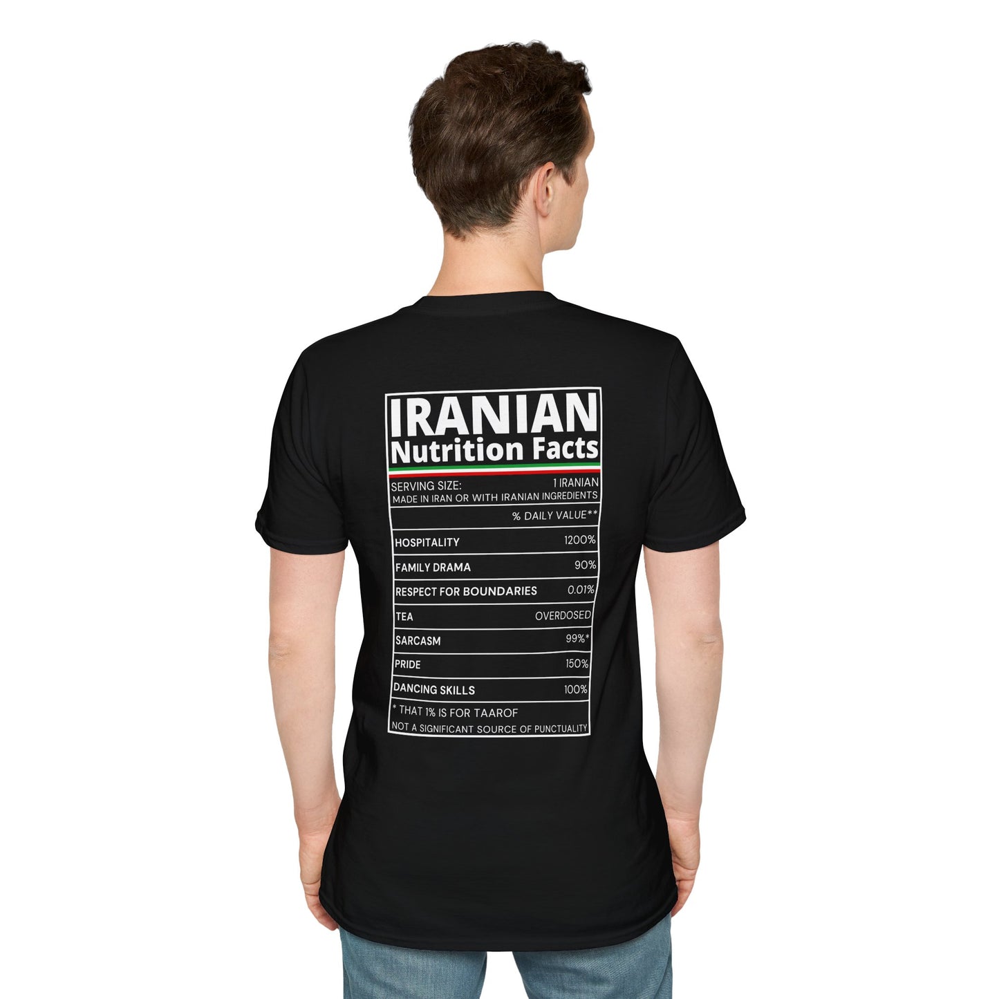 Iranian Nutrition Facts - Back Print Unisex T-Shirt