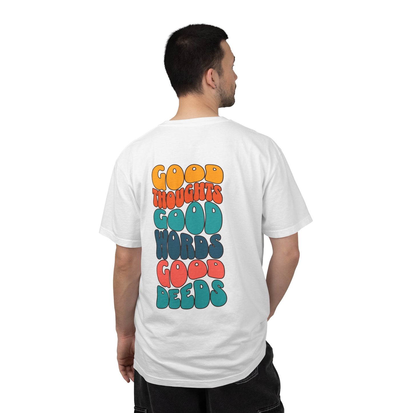 Good thoughts, good words, good deeds - hippie Premium Tee - Back Print