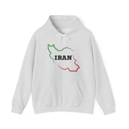 Iran Map - Flag Colors Hoodie