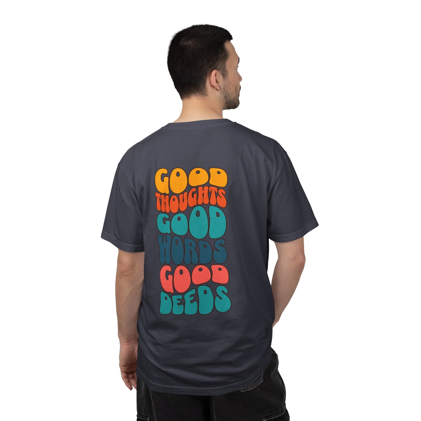 Good thoughts, good words, good deeds - hippie Premium Tee - Back Print