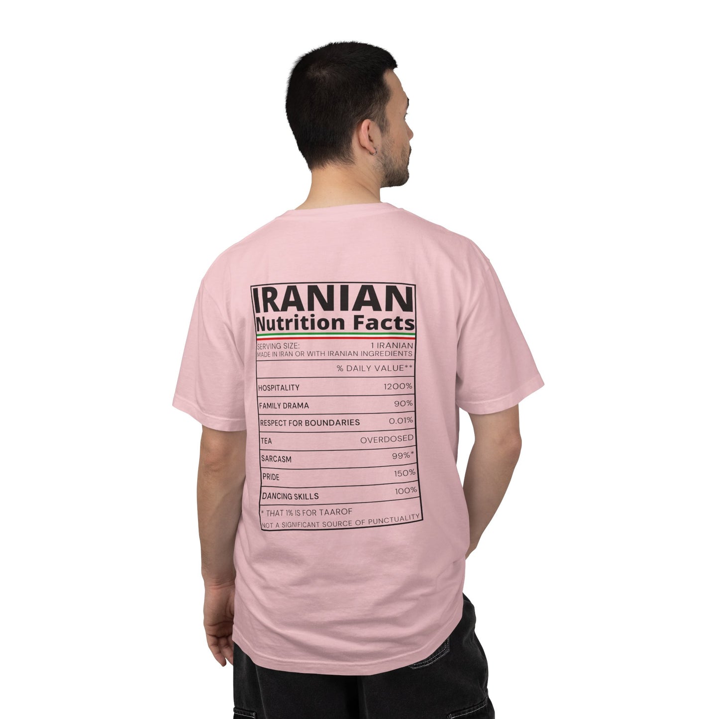Iranian Nutrition Facts Premium Tee - Back Print