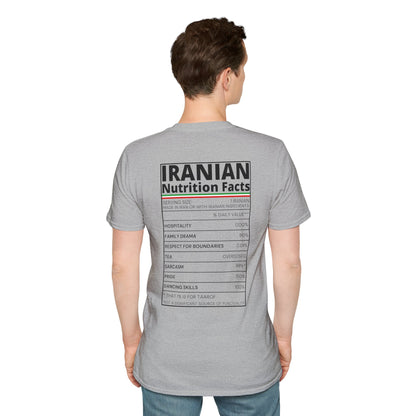 Iranian Nutrition Facts - Back Print Unisex T-Shirt