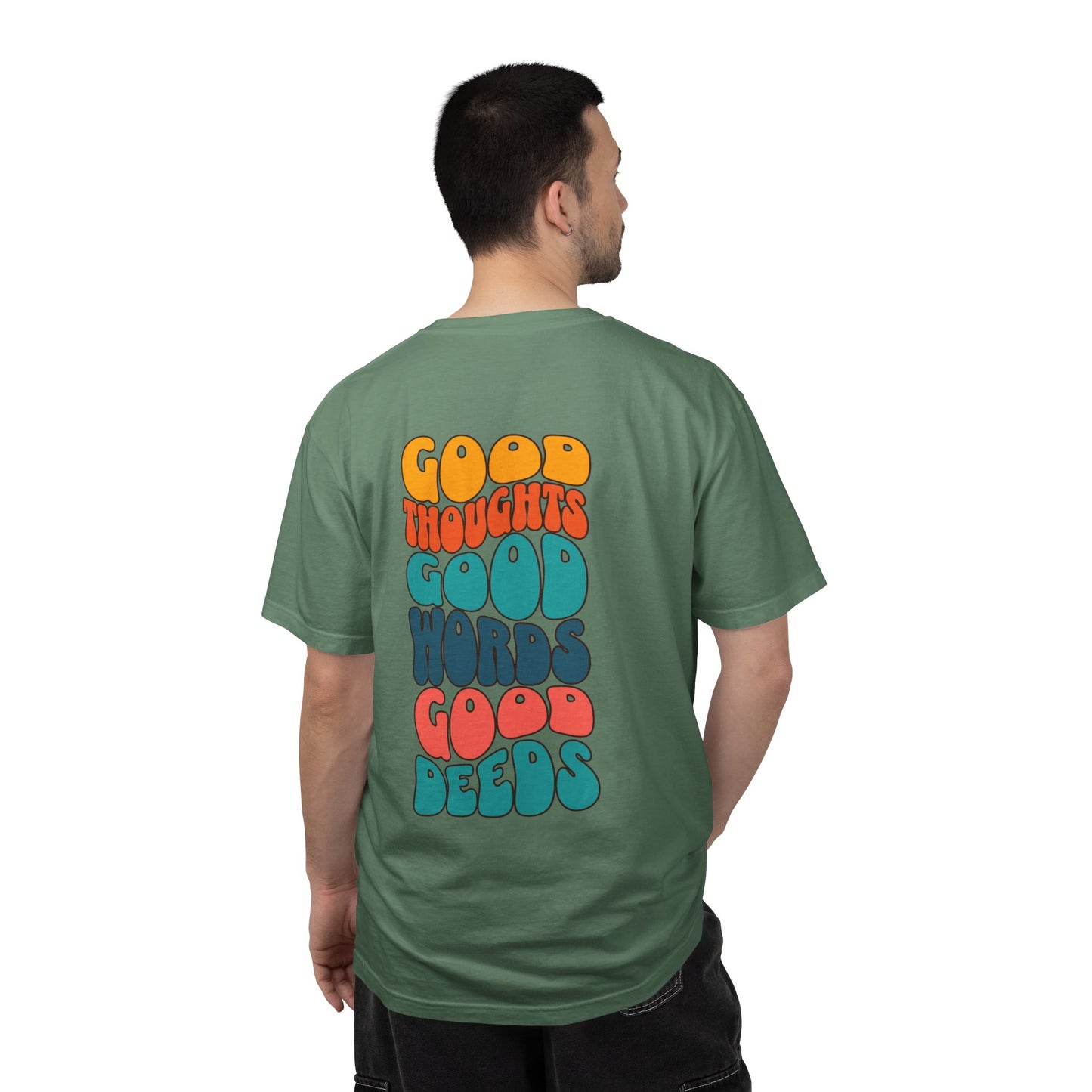 Good thoughts, good words, good deeds - hippie Premium Tee - Back Print