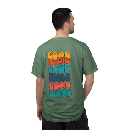 Good thoughts, good words, good deeds - hippie Premium Tee - Back Print