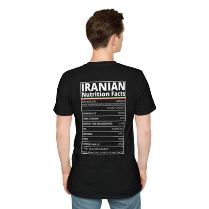 Iranian Nutrition Facts - Back Print Unisex T-Shirt
