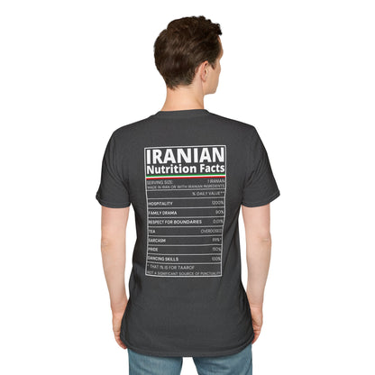 Iranian Nutrition Facts - Back Print Unisex T-Shirt