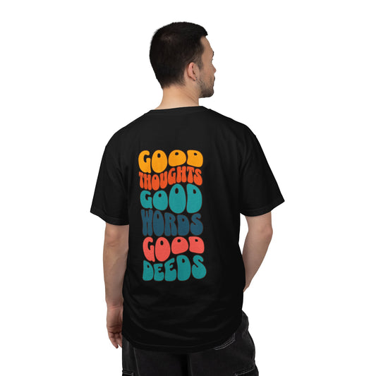 Good thoughts, good words, good deeds - hippie Premium Tee - Back Print