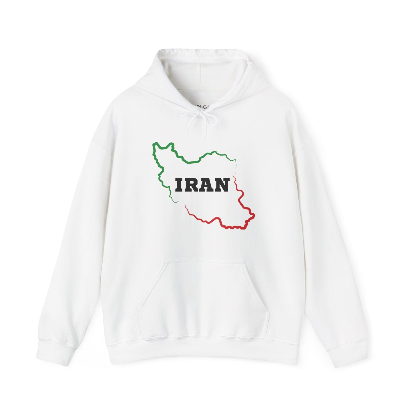 Iran Map - Flag Colors Hoodie