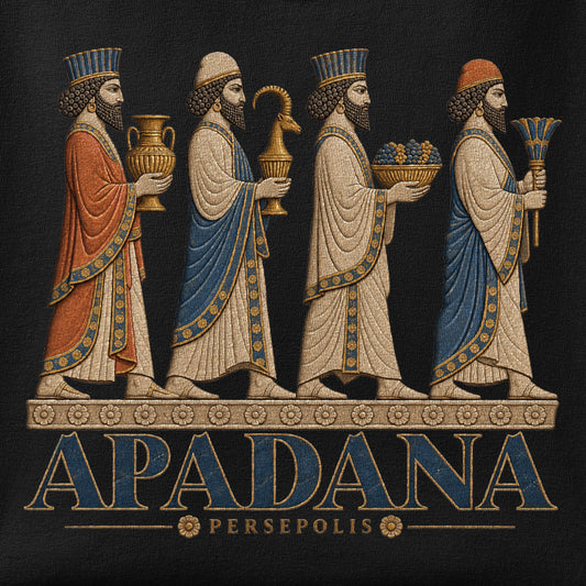 Close-up of the Apadana Procession print showing ink detail on the fabric