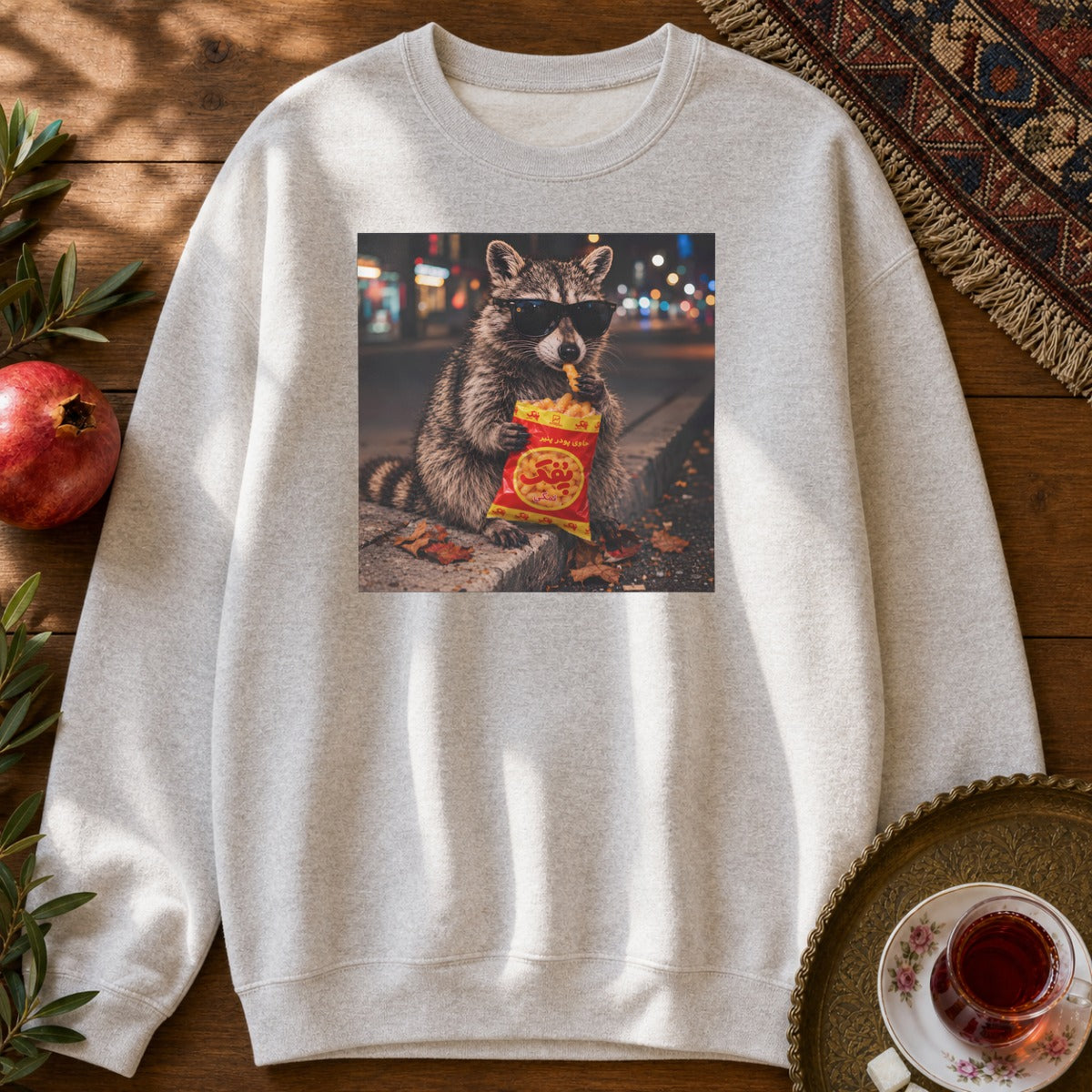 Pofak Raccoon Sweatshirt - Ash
