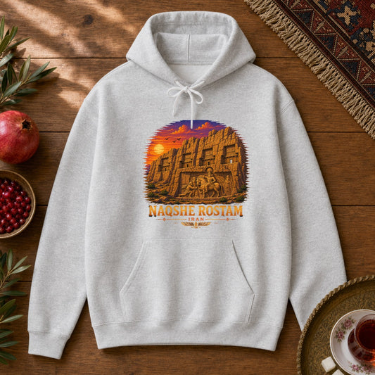 Naqshe Rostam - Pixel Art Hoodie - Ash