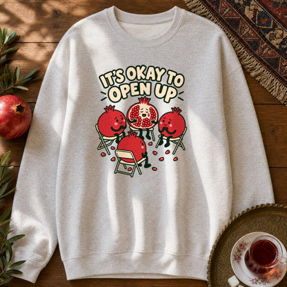 It's Okay to Open Up Sweatshirt - Ash