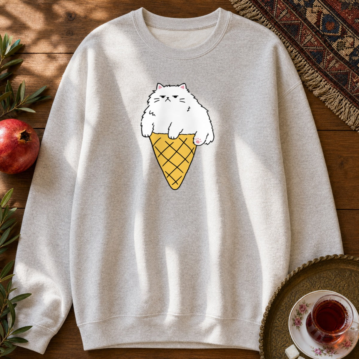 Persian Ice Cream Cone Sweatshirt - Ash