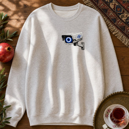 Evil Eye Watching Sweatshirt - Chest Print - Ash